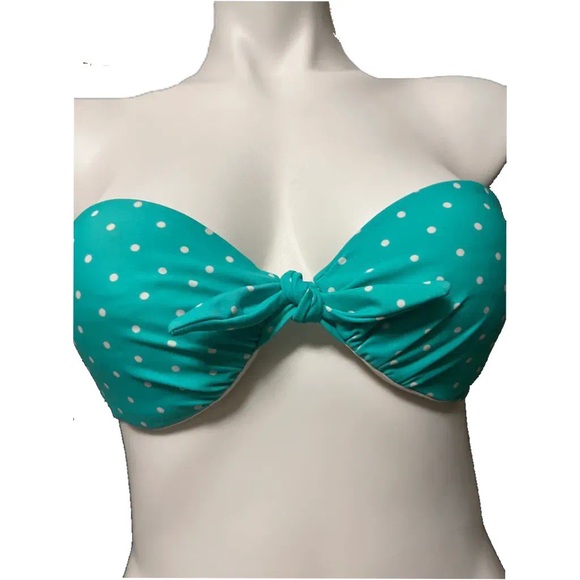 Target Xhileration turquoise polka dot strapless bikini top - Picture 3 of 8